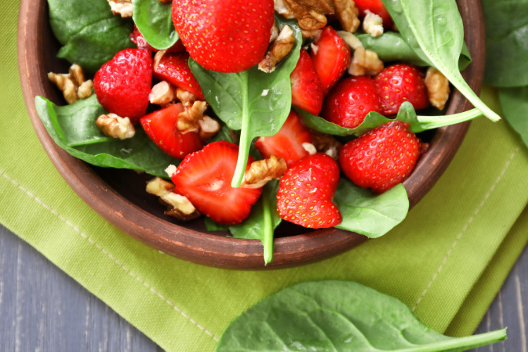 strawberry walnut green salad - brain foods